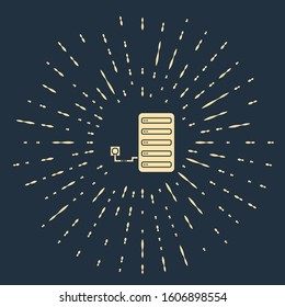 Beige Server icon isolated on blue background. Adjusting app, service concept, setting options, maintenance, repair, fixing. Abstract circle random dots. Vector Illustration
