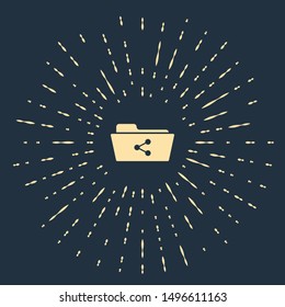Beige Share folder icon isolated on dark blue background. Folder sharing. Folder transfer sign. Abstract circle random dots. Vector Illustration