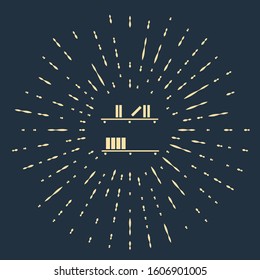 Beige Shelf with books icon isolated on blue background. Shelves sign. Abstract circle random dots. Vector Illustration