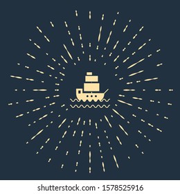 Beige Ship icon isolated on blue background. Abstract circle random dots. Vector Illustration