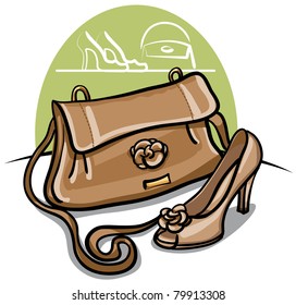 beige shoe and handbag