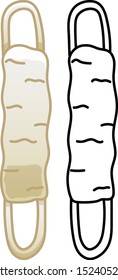 Beige shower sponge in colored and line versions