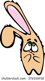 Beige shy rabbit. With a questioning look. In the vector