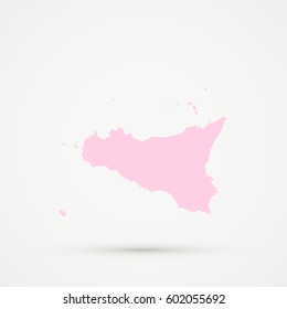 Beige Sicily Map Illustration