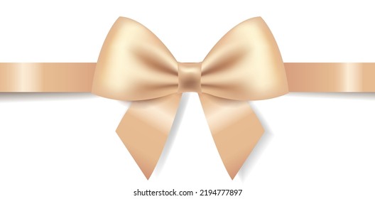 Beige Silk Bow With Ribbon With Gradient Mesh, Vector Illustration