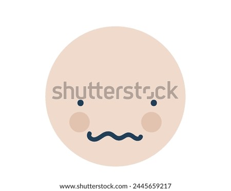 Beige silly round Emoji Icon. Object Symbol flat Vector Art. Cartoon element for web design, poster, greeting card