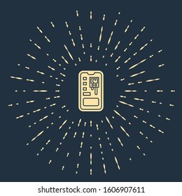 Beige Smart control farming system mobile application icon isolated on blue background. Abstract circle random dots. Vector Illustration