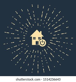 Beige Smart home icon isolated on dark blue background. Remote control. Abstract circle random dots. Vector Illustration