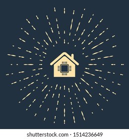 Beige Smart home icon isolated on dark blue background. Remote control. Abstract circle random dots. Vector Illustration