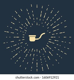 Beige Smoking pipe with smoke icon isolated on blue background. Tobacco pipe. Abstract circle random dots. Vector Illustration