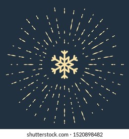 Beige Snowflake icon isolated on dark blue background. Abstract circle random dots. Vector Illustration