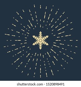 Beige Snowflake icon isolated on dark blue background. Abstract circle random dots. Vector Illustration