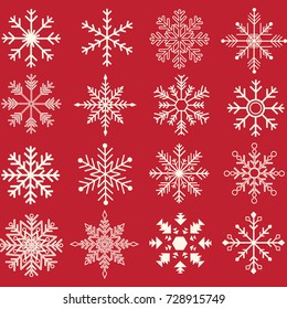 Beige Snowflakes Silhouette set.Vector illustration.