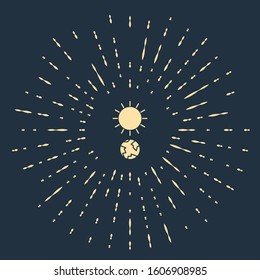 Beige Solstice icon isolated on blue background. Abstract circle random dots. Vector Illustration