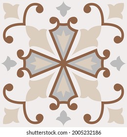 Beige Spanish Tile - Vector Ornamental Illustration - Talavera Tile