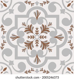 Beige Spanish Tile - Vector Ornamental Illustration - Talavera Tile