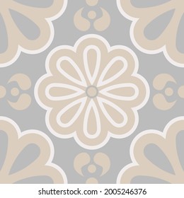 Beige Spanish Tile - Vector Ornamental Illustration - Talavera Tile