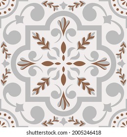 Beige Spanish Tile - Vector Ornamental Illustration - Talavera Tile
