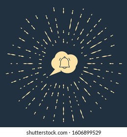 Beige Speech bubble with chat notification icon isolated on blue background. New message, dialog, chat, social network notification. Abstract circle random dots. Vector Illustration