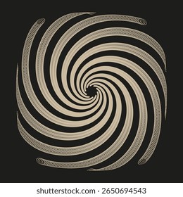Beige spiral icon. Soft vortex coil. Earthy swirl Vector. Deep black contrast