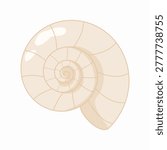 Beige Spiral Snail Seashell Isolated Illustration on White Background
