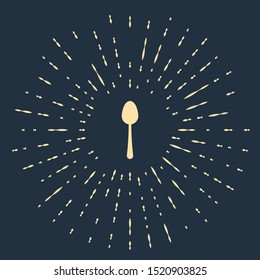 Beige Spoon icon isolated on dark blue background. Cooking utensil. Cutlery sign. Abstract circle random dots. Vector Illustration