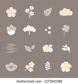 Beige spring flowers vector collection