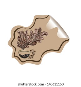 Beige sticker with a silhouette of a cup of coffee 