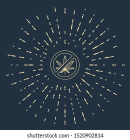 Beige Stop marijuana or cannabis leaf icon isolated on dark blue background. No smoking marijuana. Hemp symbol. Abstract circle random dots. Vector Illustration