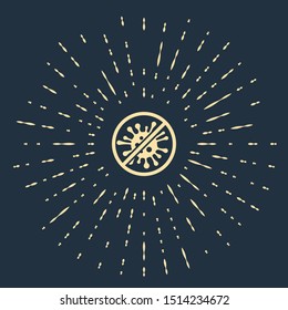 Beige Stop virus, bacteria, germs and microbe icon isolated on dark blue background. Antibacterial and antiviral defence, protection infection. Abstract circle random dots. Vector Illustration