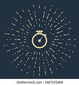 Beige Stopwatch icon isolated on dark blue background. Time timer sign. Abstract circle random dots. Vector Illustration