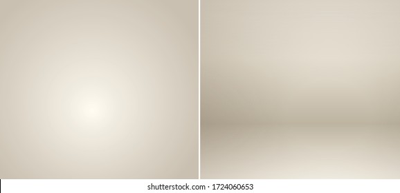 Beige studio backdrop lighting. Soft beige neutral 3d studio background. Warm soft light gold studio lighting. Photostudio soft box neutral lighting.