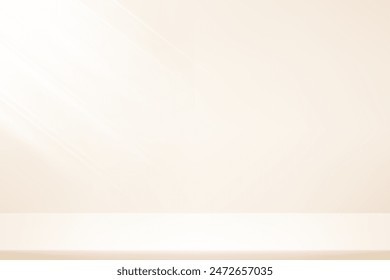 Beige studio room background. Cream Background Empty Room Studio with table. Space for selling products on the website. Business backdrop. Vector illustration.