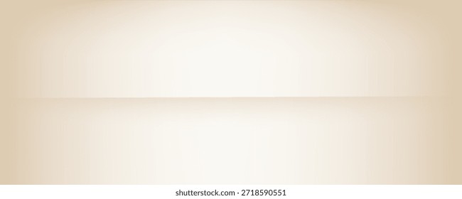 Beige Studio-Raum-Design-Konzept. Hellbrauner Plattformhintergrund. Ecru Wand- oder Bodenfläche Kulisse für Präsentation, Modell-Vorlage, Produkt-Showcase. Vektor weiche Farbverlauf Tapete