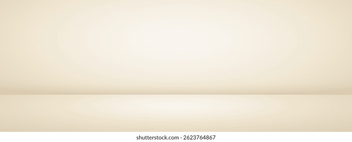 Beige studio room. Limbo light background. Abstract 3d bg with empty space for advertising text. Vector mockup illustration