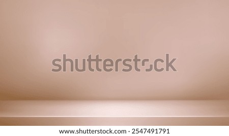 Beige studio room. Limbo light background. Abstract 3d backdrop for product presentation. Minimal wall scene. Showcase, promotion display. Vector stage mockup illustration