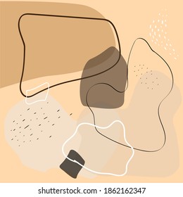 Beige stylish background with abstract forms and ovals