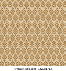 Beige stylish endless pattern with leaves. Seamless decorative texture. Template for design and decoration textile, wrappers, backgrounds