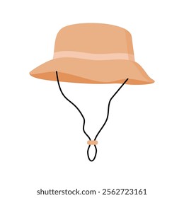 Beige sun hat with chin strap