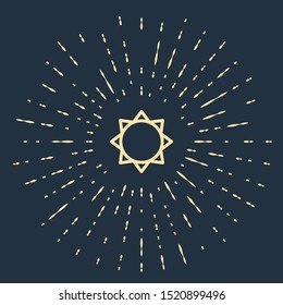 Beige Sun icon isolated on dark blue background. Abstract circle random dots. Vector Illustration