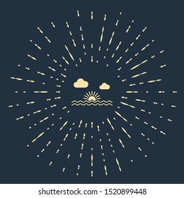 Beige Sunset icon isolated on dark blue background. Abstract circle random dots. Vector Illustration