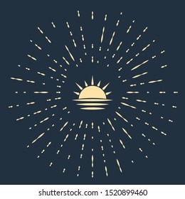 Beige Sunset icon isolated on dark blue background. Abstract circle random dots. Vector Illustration
