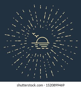 Beige Sunset icon isolated on dark blue background. Abstract circle random dots. Vector Illustration