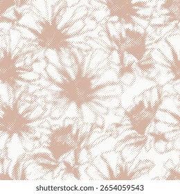 beige tan colors. polka dots  floral background. gender neutral foliage leaf seamless raster  simple whimsical 2 tone pattern. kids nursery wallpaper or scandi all over print.botanical flowers 