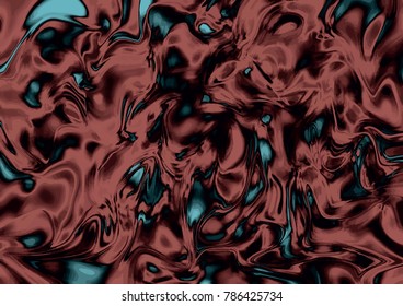 Beige and teal digital marbling background. Liquid surface backdrop. Multicolored suminagashi vector for web design or festival invitation. Fluid color pattern. Traditional Turkish ebru technique