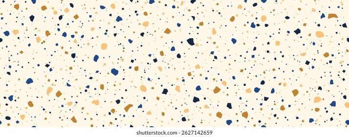 Beige Terrazzo seamless pattern. Repeating granite stone texture. Color Italian mosaic surface design for paving, floor tile swatch, decoration. Venetian marble background concept. Vector