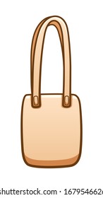 Ilustración aislada de ecobag textil beige. Fondo blanco, vector.