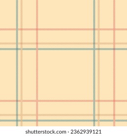 Beige textile seamless pattern with thin stripes. Vector tartan plaid graphic background.	