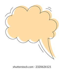 Beige Thought Bubble Illustration. Hand Drawn Colorful Comics Illustration