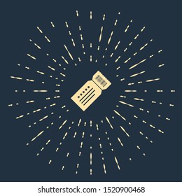 Beige Ticket icon isolated on dark blue background. Abstract circle random dots. Vector Illustration